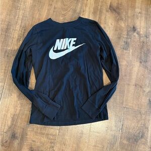 Nike Black Long Sleeve Tee with White Logo